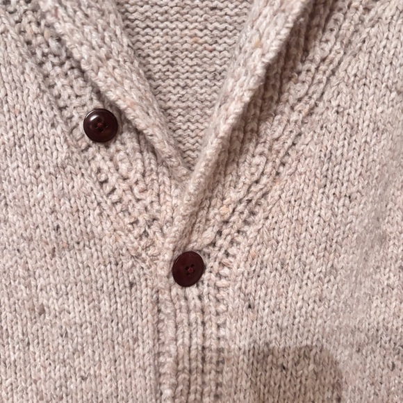 Men's Cream Shawl Collar Cardigan - Picture 6 of 7